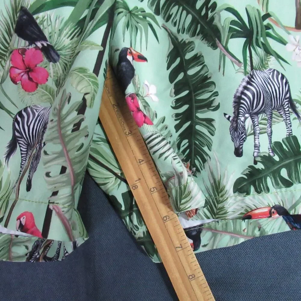 Trunks Surf & Swim Trunks Mens Large Green Tropical Floral Beach Resort Shorts